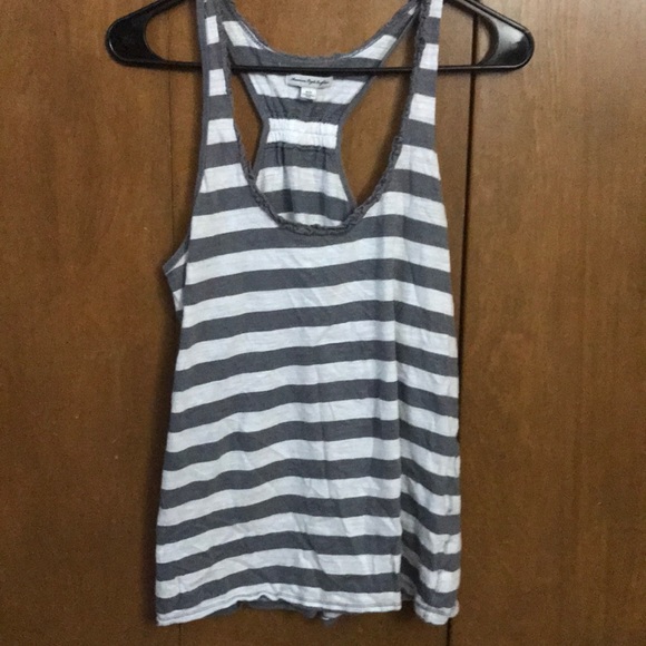 American Eagle Gray & White racerback tank top - Picture 1 of 4